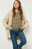 G9012 CREAM Knit Cardigan Front