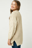 G9012-CREAM Knit Cardigan Back