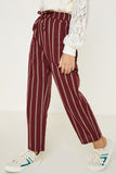 G9035-BURGUNDY Stripe Drawstring Pants Side