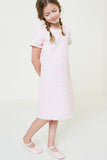 G9041-PINK Frayed Tweed Midi Dress Alternate Angle