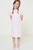 G9041-PINK Frayed Tweed Midi Dress Alternate Angle