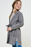 G9047-BLACK Herringbone Stripe Trench Coat Alternate Angle