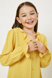 G9055-YELLOW Button-Down Ruffle Collar Top Alternate Angle