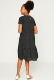 G9097-BLACK Polka-Dot Ruffle Maxi Dress Back