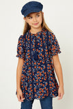 Floral Tassel-Tie Tunic Top