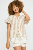 Stripe Linen Button-Down Top