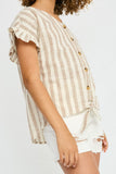 Stripe Linen Button-Down Top