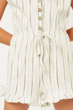 G9296-MUSTARD Stripe Button-Down Romper Front Detail