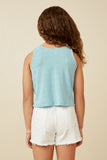 GDK1909 Blue Girls Patterned Button Detail Knit Tank Back