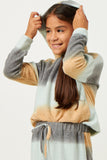 GDN4064 MINT Girls Brushed Knit Block Stripe Hoodie