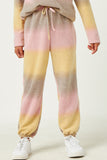 GDN4065 PINK Girls Brushed Knit Block Stripe Joggers