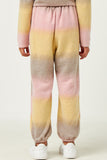 GDN4065 PINK Girls Brushed Knit Block Stripe Joggers