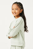 GDN4096 SAGE Girls Seam Detail Long Sleeve Brushed Terry Top Side