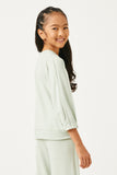 GDN4096 SAGE Girls Seam Detail Long Sleeve Brushed Terry Top Back