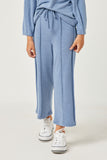 GDN4134 DENIM Girls Seam Detail Brushed Terry Wide Leg Pants Front