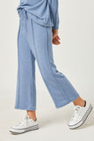 GDN4134 DENIM Girls Seam Detail Brushed Terry Wide Leg Pants Side