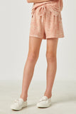 GDN4514 Coral Girls Zigzag Printed French Terry Shorts Front