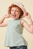 GDN4696 MINT Girls Waffle Knit Pocket Tank Side