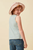 GDN4696 MINT Girls Waffle Knit Pocket Tank Back