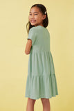 GDN4698 MINT Girls Waffle Knit Button Detail Dress Back