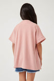 GDN4699 PINK Girls Waffle Knit Short Sleeve Open Cardigan Back