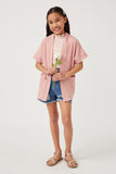 GDN4699 PINK Girls Waffle Knit Short Sleeve Open Cardigan Full Body