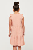 GDN4715 PINK Girls Soft Marled Ribbed Ruffled Tank Dress Back