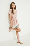 GDY2550 Blush Girls Three Tone Texture Stripe Knit Peplum Full Body