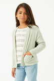 GDY5139 SAGE Girls Heathered Ribbed Knit Pocket Cardigan Side