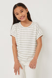 GDY5854 Sage Girls Chalk Striped Raw Edge Raglan Knit Top Front