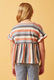 GDY5891 MINT MIX Girls Stripe Terry Babydoll Tee Back