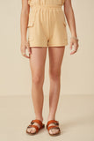 Elastic Waist Cargo Pocket French Terry Knit Shorts