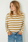 Drop Shoulder Stripe Knit Top