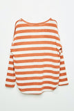 GJ3036 Rust Girls Drop Shoulder Stripe Knit Top Flat Back