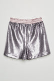 GJ3074 Violet Girls Satin Drawstring Sequin Shorts- Flat Back