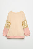 GJ3132 Ivory Girls Long Sleeve Gold Leopard Panel Top Back Flat