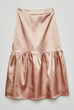 GJ3148 Blush Girls Satin Tiered Midi Skirt Front Flat