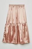 GJ3148 Blush Girls Satin Tiered Midi Skirt Back Flat