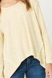 GJ3271 Yellow Girls High-Low Burnout Knit Top Detail