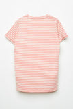 GJ3291 Pink Girls Stripe Strappy V Neck Top Flat Back