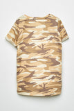 GJ3294 Taupe Girls Camo V Neck Criss Cross T Shirt Back Flat