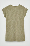 GJ3311 Olive Girls Roll Sleeve Pocketed Slub Knit Mini Dress Flat Back