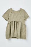 GJ3320 Olive Girls Short Sleeve Raw Edge Knit Peplum Top Flat Front