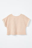 GJ3340 Blush Girls Heathered Rolled Sleeve Knit Top Back Flat