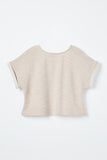 GJ3340 Grey Girls Heathered Rolled Sleeve Knit Top Back Flat