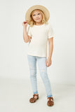 GJ3358 Ivory Girls Crumpled Textured Tee Full Body