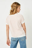 GJ3414 PINK Girls Banded Knit Stripe Raglan Tee Back