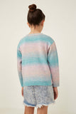 GK1117 Pink Mix Girls Ribbed Ruffle Pullover Ombre Sweater Back