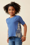 Contrast Printed Princess Seam Mix Media Top