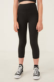 GK1200 Mauve Girls Cropped Solid Active Leggings Front